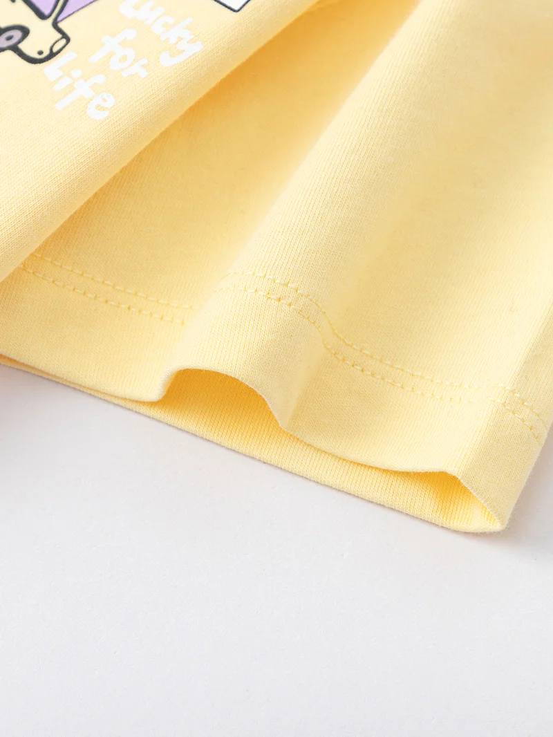 Balabala Yellow Toddler Unisex Round v-neck short-sleeved T-shirt  | Best Price UAE