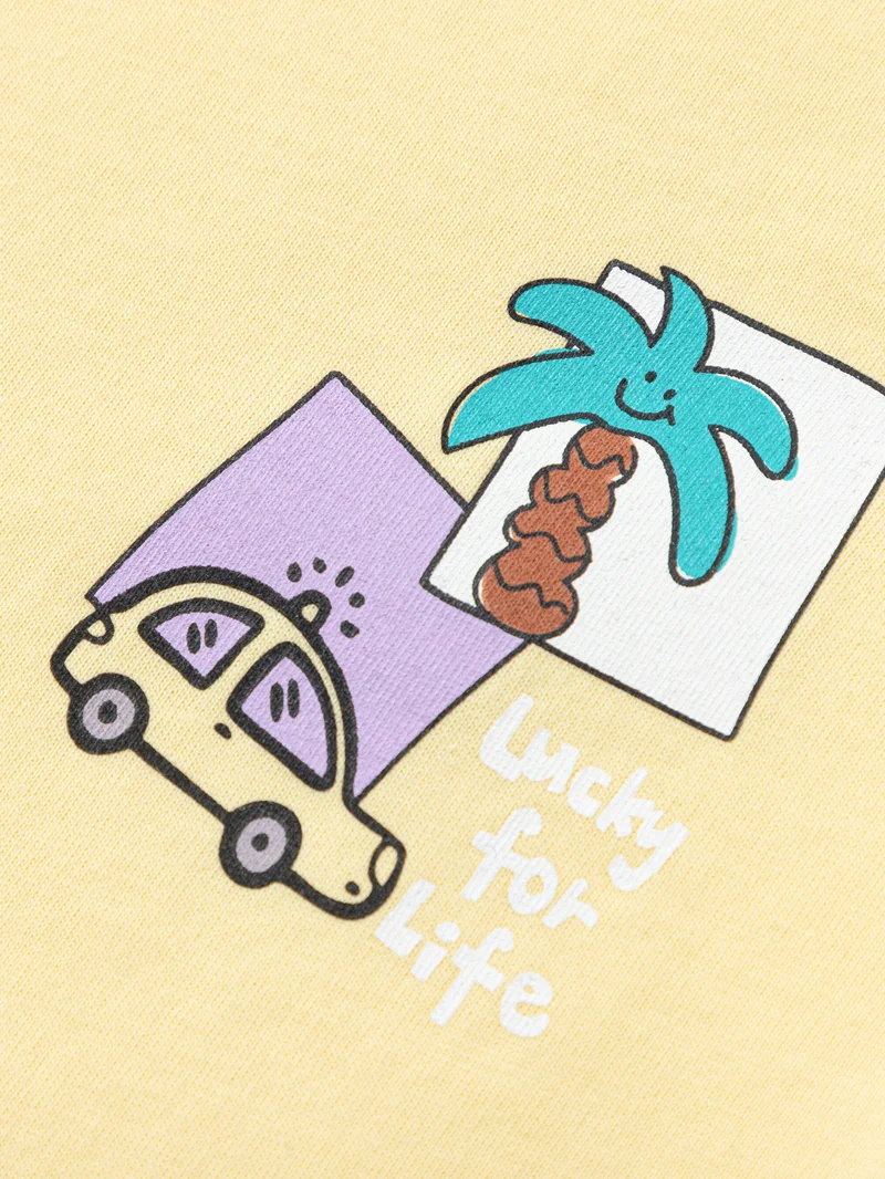 Balabala Yellow Toddler Unisex Round v-neck short-sleeved T-shirt  | Best Price UAE