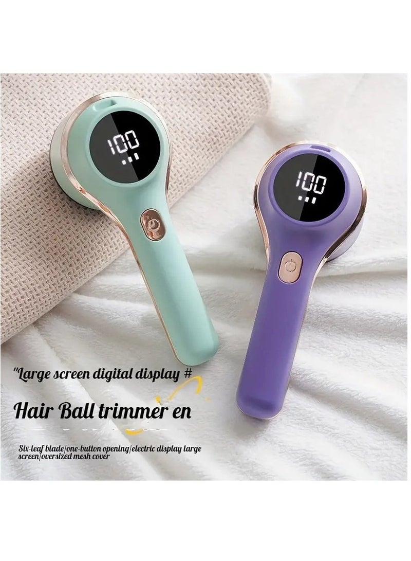Fabric Shaver and Lint Remover, Electric Lint Remover, USB Rechargeable Model Sweater Defuzzer, 3 Speed Sweater Defuzzer with LED Display Screen for Clothes, Furniture (Purple) - Image 2