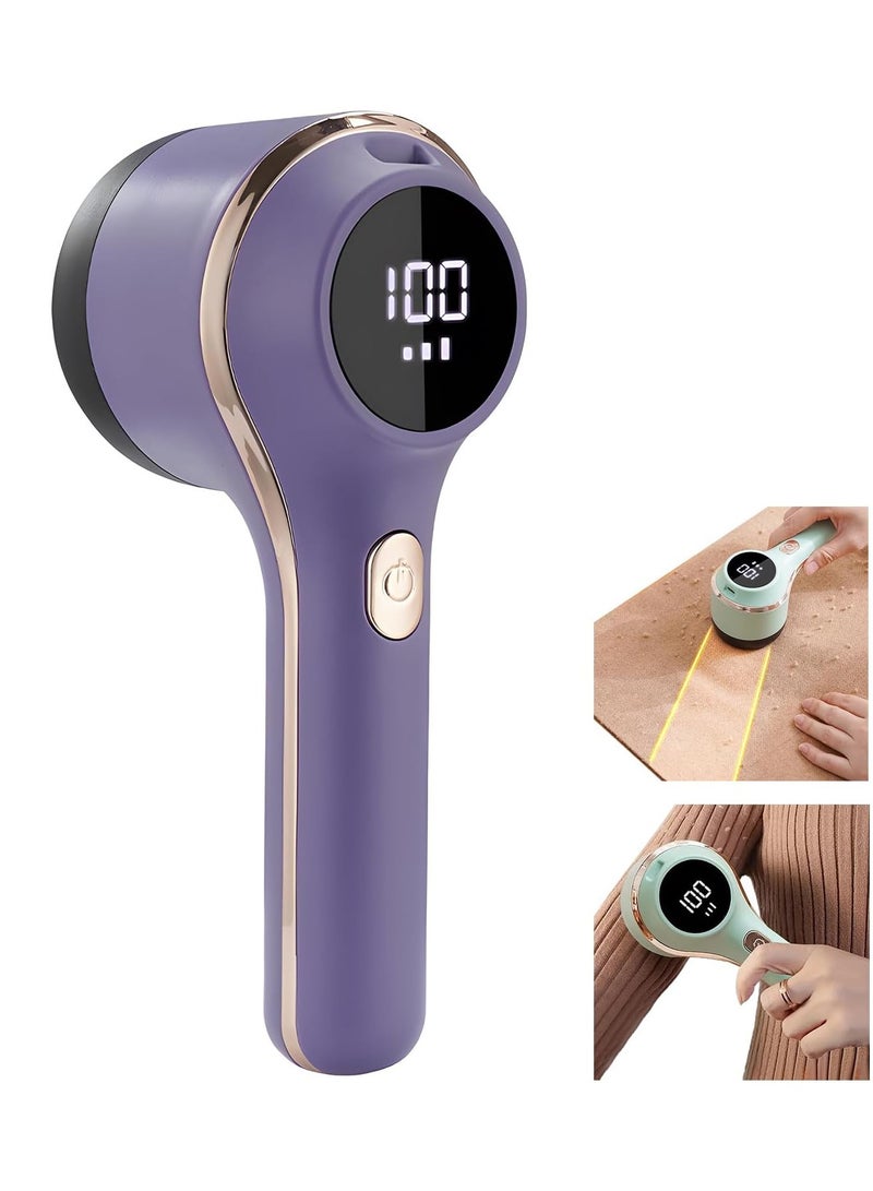 Fabric Shaver and Lint Remover, Electric Lint Remover, USB Rechargeable Model Sweater Defuzzer, 3 Speed Sweater Defuzzer with LED Display Screen for Clothes, Furniture (Purple) - Image 1