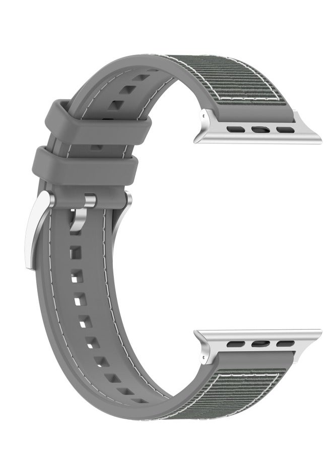 Watch - Sport Silicone Nylon Band Designed for Apple Watch Band 49mm 46mm 45mm 44mm 42mm for Men Women, Waterproof Soft Replacement Strap for iWatch Ultra2 Ultra SE SE2 Series 10 9 8 7 6 5 4 3 2 1 Gray - Image 1