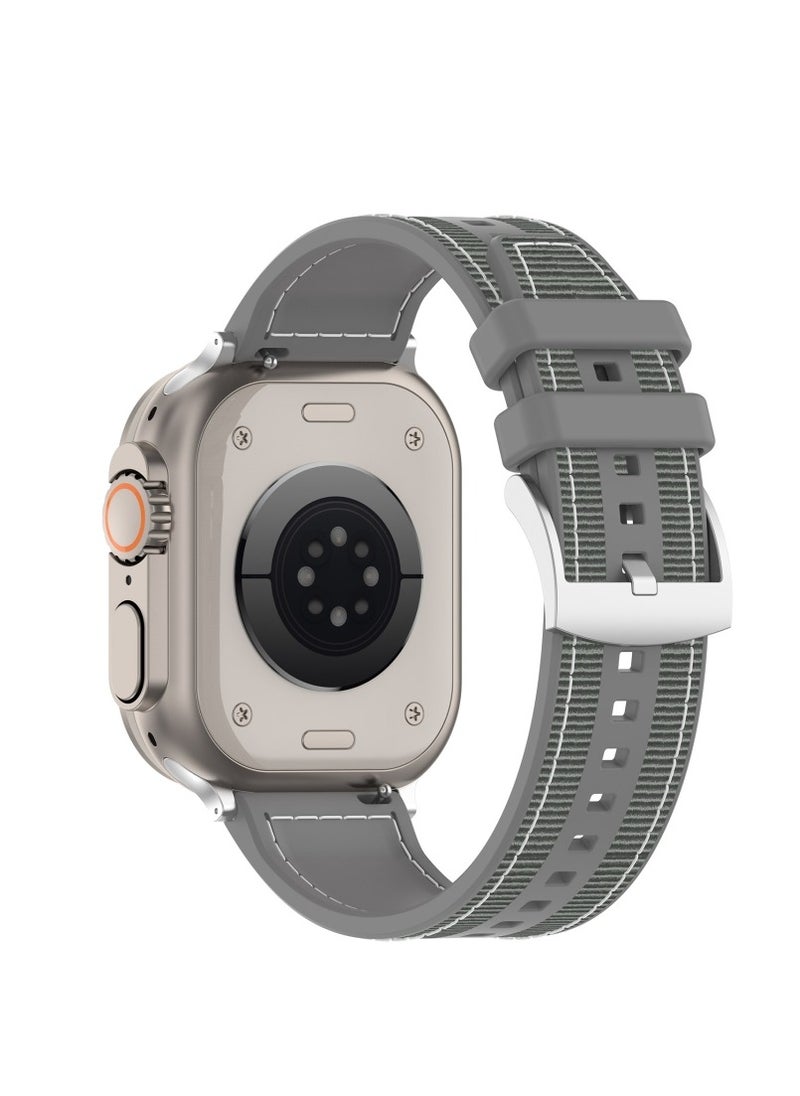 Watch - Sport Silicone Nylon Band Designed for Apple Watch Band 49mm 46mm 45mm 44mm 42mm for Men Women, Waterproof Soft Replacement Strap for iWatch Ultra2 Ultra SE SE2 Series 10 9 8 7 6 5 4 3 2 1 Gray - Image 1