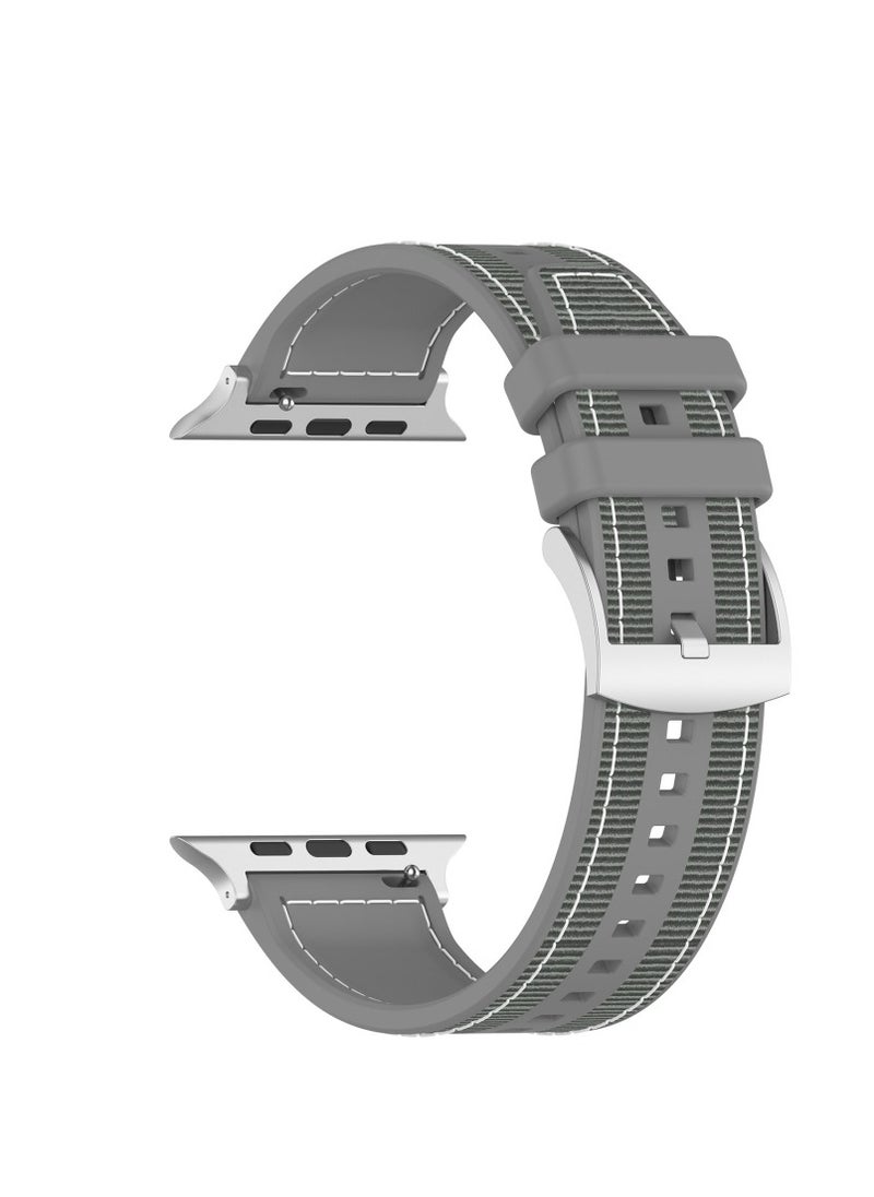 Watch - Sport Silicone Nylon Band Designed for Apple Watch Band 49mm 46mm 45mm 44mm 42mm for Men Women, Waterproof Soft Replacement Strap for iWatch Ultra2 Ultra SE SE2 Series 10 9 8 7 6 5 4 3 2 1 Gray - Image 1