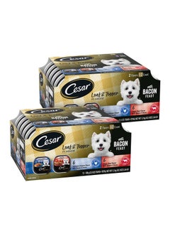 Cesar CESAR Adult Wet Dog Food Loaf & Topper in Sauce Bacon Feast Variety Pack, 3.5 oz. Easy Peel Trays, Pack of 24  - Image 1