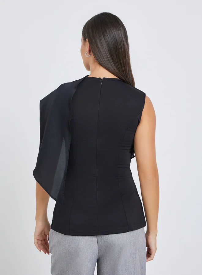 Styli Styli Solid Sleeveless Draped Detail Top