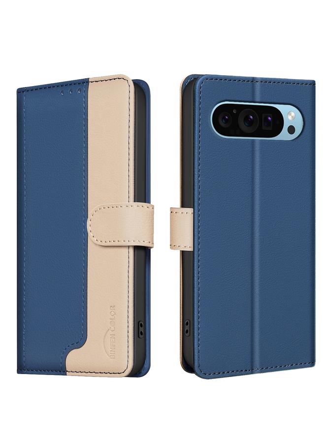 Zaboon For Google Pixel 9 Color Matching RFID Anti-theft Leather Phone Case(Blue)