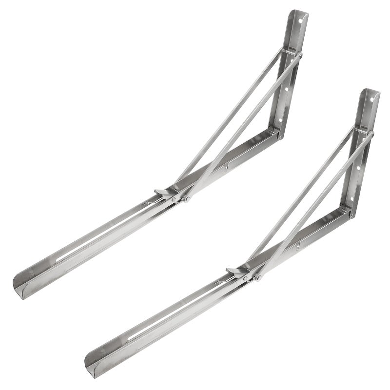 2pcs Stainless Steel Brackets Folding Shelf Brackets Support Racks - Image 1