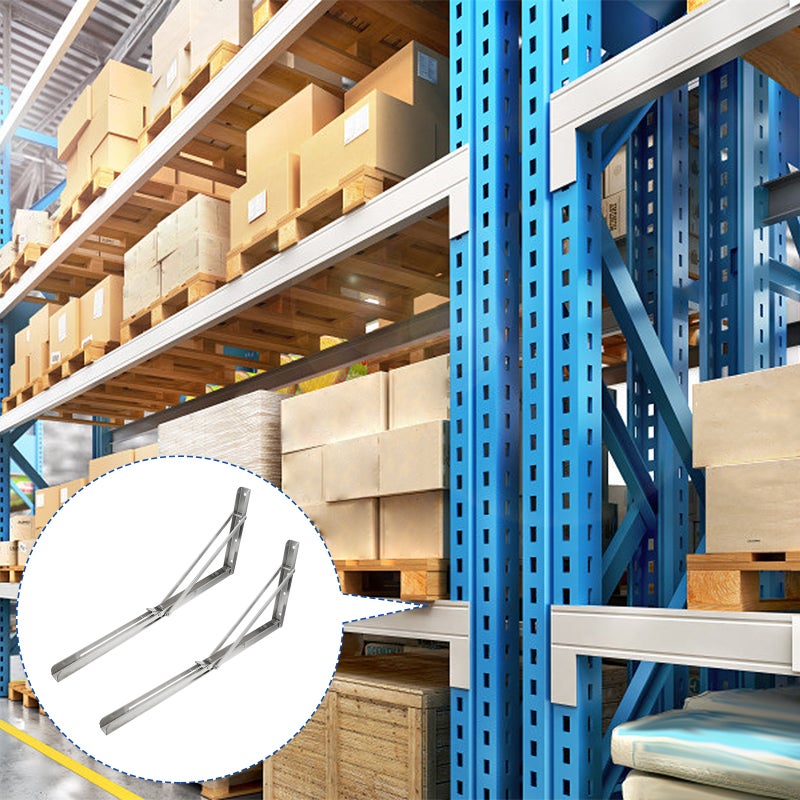 2pcs Stainless Steel Brackets Folding Shelf Brackets Support Racks - Image 3