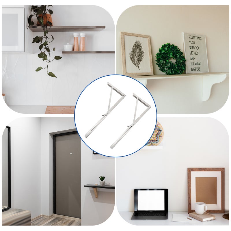 2pcs Stainless Steel Brackets Folding Shelf Brackets Support Racks - Image 5