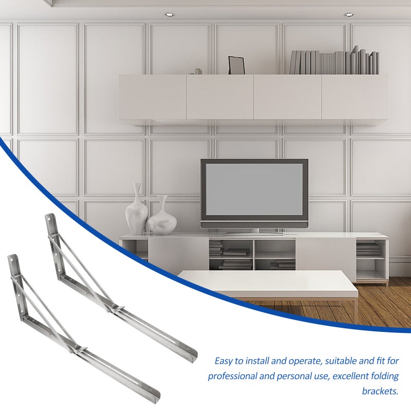 2pcs Stainless Steel Brackets Folding Shelf Brackets Support Racks - Image 4