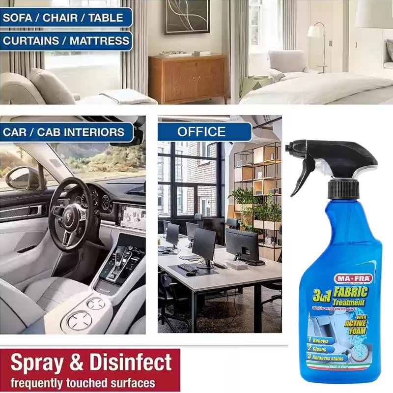 MA-FRA 3 in 1 Fabric Treatment Spray, Fabric Cleaner and Stain Remover, Active Foam Car Interior Cleaning Spray Bottle, Car Seat and Upholstery Cleaner - 500ml - Image 3