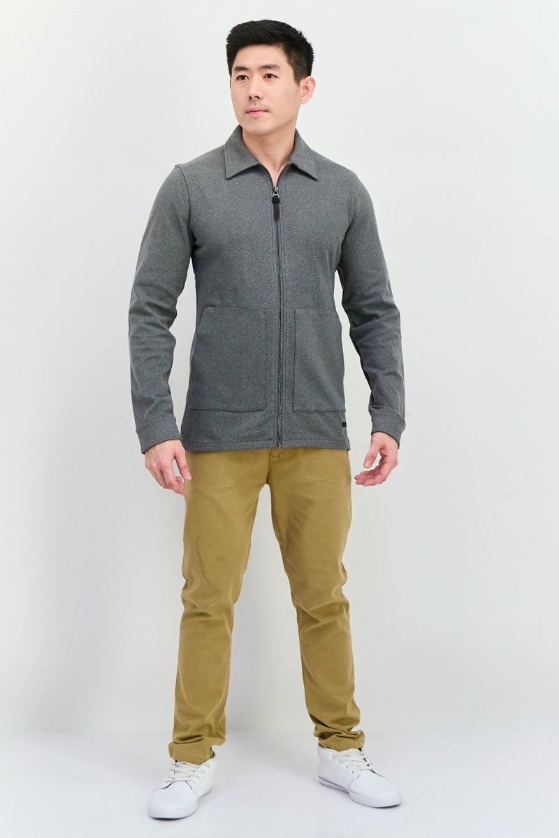 Civil Society Men Heather Full Zippered Shirt Jackets, Grey  - Image 4
