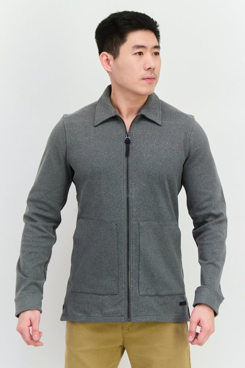 Civil Society Men Heather Full Zippered Shirt Jackets, Grey  - Image 1