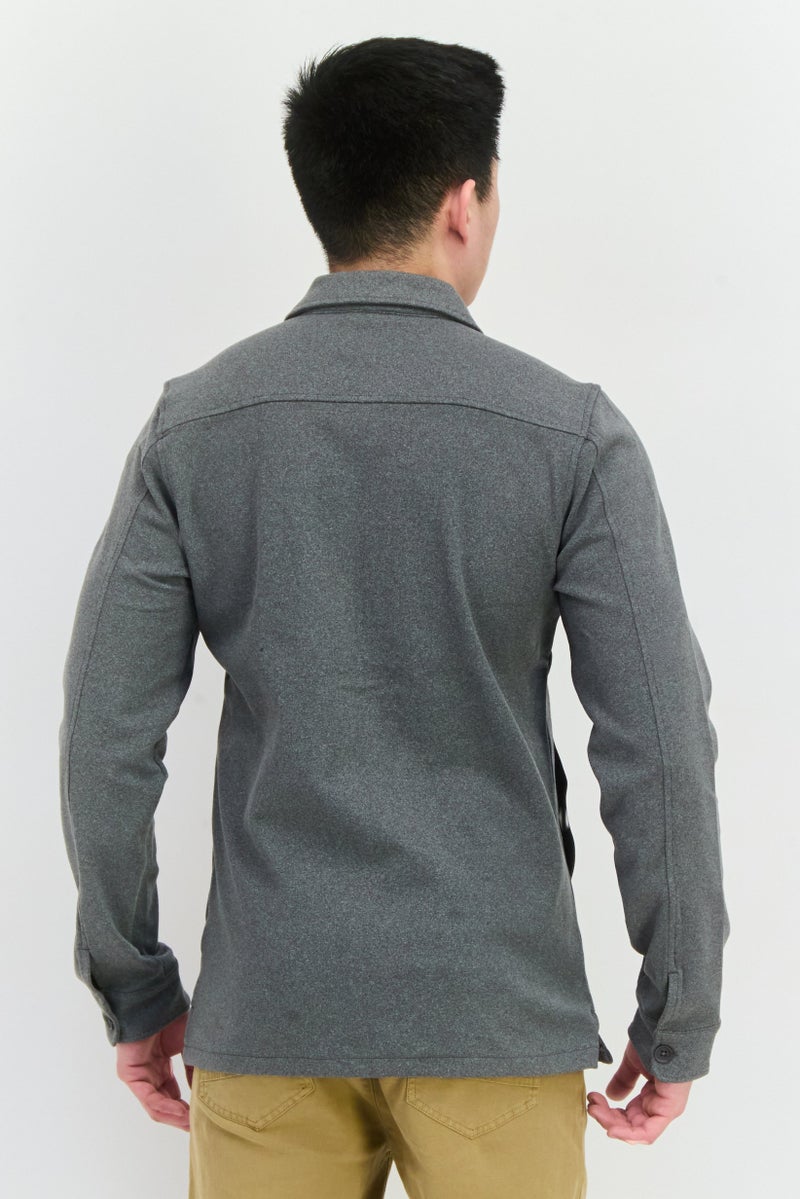Civil Society Men Heather Full Zippered Shirt Jackets, Grey  - Image 3