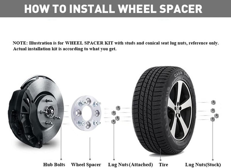DCVAMOUS 4PC 4x4 ATV Golf Cart Wheel Spacers 1 Inch with 1/2"x20 Studs 62mm Center Bore - Image 3