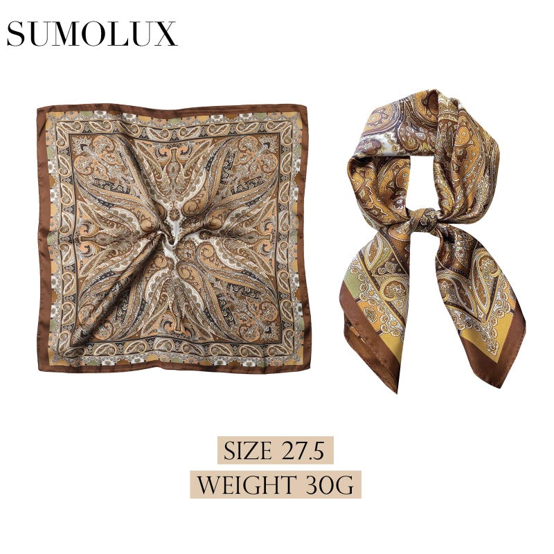 Sumolux Head Hair Scarf for Women Like Satin Silk Scarf Bandana Hair Wrapping Night Large Square Scarves 27.5" - Image 2