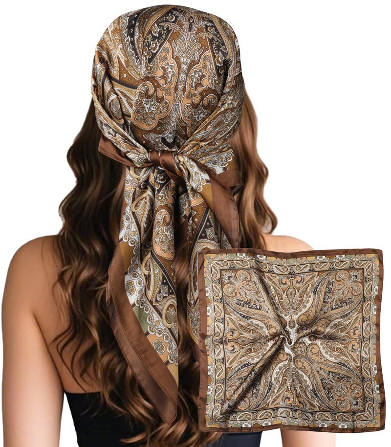 Sumolux Head Hair Scarf for Women Like Satin Silk Scarf Bandana Hair Wrapping Night Large Square Scarves 27.5" - Image 1