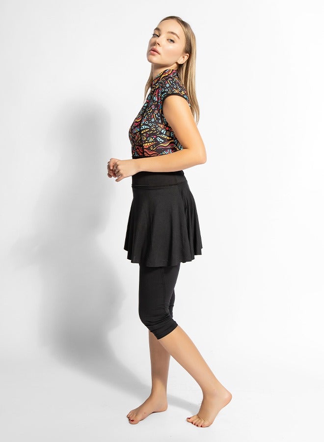 منيرفا سيكرت كوشتي تون - عبوة من  قطع بدلة سباحة تانكيني قطعة واحدة لكامل الجسم مع تنورة شاطئ وسروال - Image 3