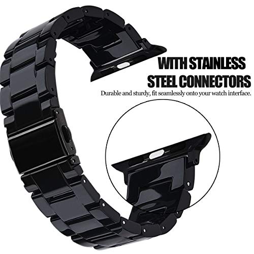V-MORO Resin Strap Compatible with Apple Watch Band Series 11/10/9/8/7 46mm 45mm 44mm 42mm,Men Women Fashion Lightweight Black Wristband Replacement for iWatch Series 6/5/4/3/2/1/SE - Image 5