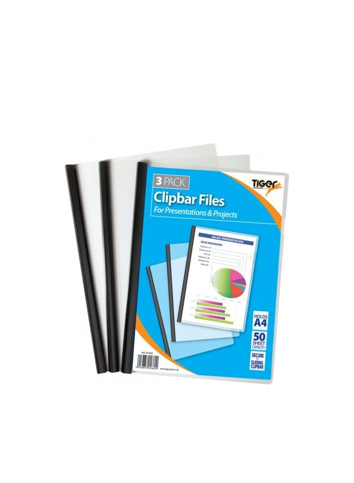 TIGER A4 Pk 3 Clipbar Files Black - Image 1