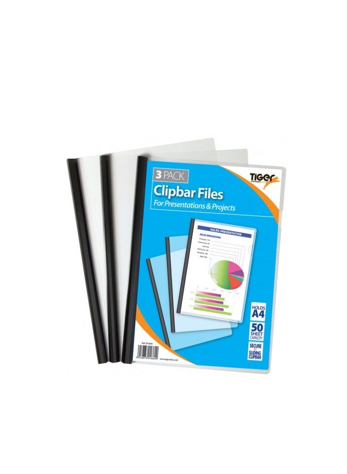 TIGER A4 Pk 3 Clipbar Files Black - Image 2