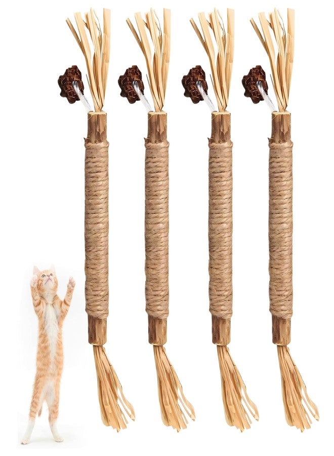 BCNJEPIN Cat Toys, 4Pcs Cat Chew Toy, Cat Playing Toys for Indoor, Stick for Cats with Sisal Rope and Gall Fruit, Natural Catnip Alternative - Image 1