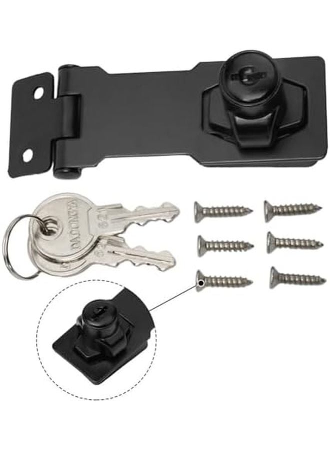 Black Zinc Alloy Locking Hasp and Staple with Keys Weather Resistant for Garage Shed Door Security - Image 3