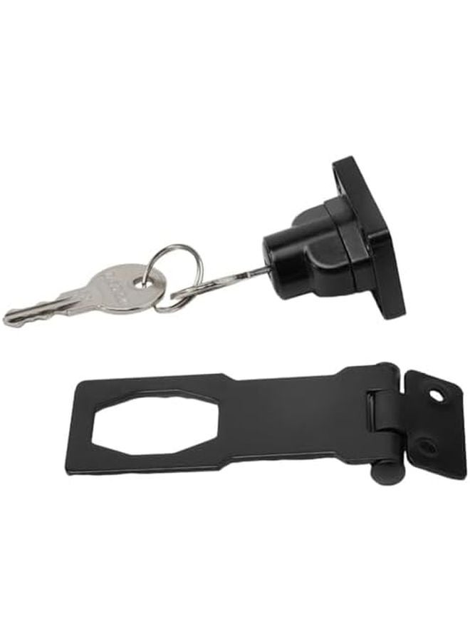 Black Zinc Alloy Locking Hasp and Staple with Keys Weather Resistant for Garage Shed Door Security - Image 1