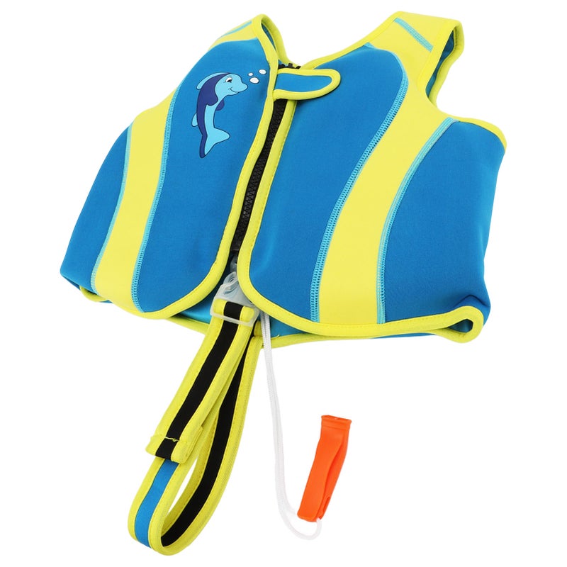 Kids Swim Vest Blue Hook and Loop Fin Design Regulable Straps Neoprene Soft Child Swimming Jacket for Rafting Surfing S - Image 3