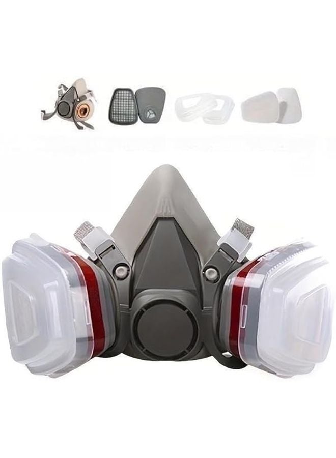 Reusable Half Face Respirator Mask with Filter Box for Woodworking Construction Dustproof Safety - Image 2
