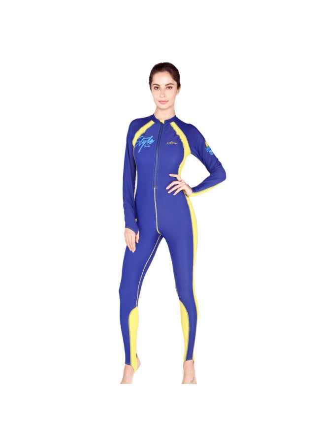 Loquat Shark Baolai Swimsuit Long Sleeve Sun Protection Surfing Suit One-piece Slimming Color Matching Swimsuit Women's Quick-drying Surfing Sun Protection Clothing-Color:VL735-2- - Image 1