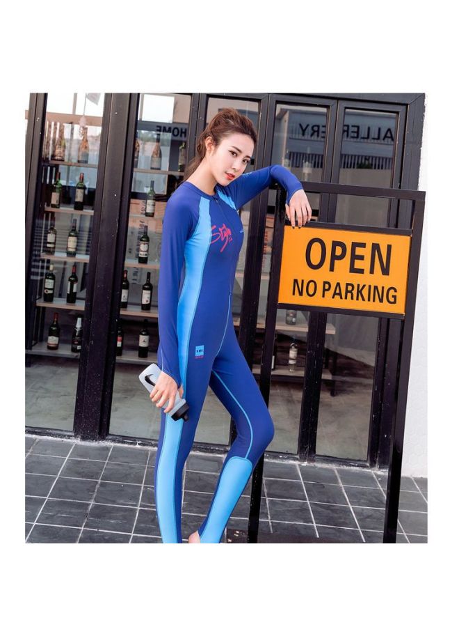 Loquat Shark Baolai Swimsuit Long Sleeve Sun Protection Surfing Suit One-piece Slimming Color Matching Swimsuit Women's Quick-drying Surfing Sun Protection Clothing-Color:VL735-2- - Image 5