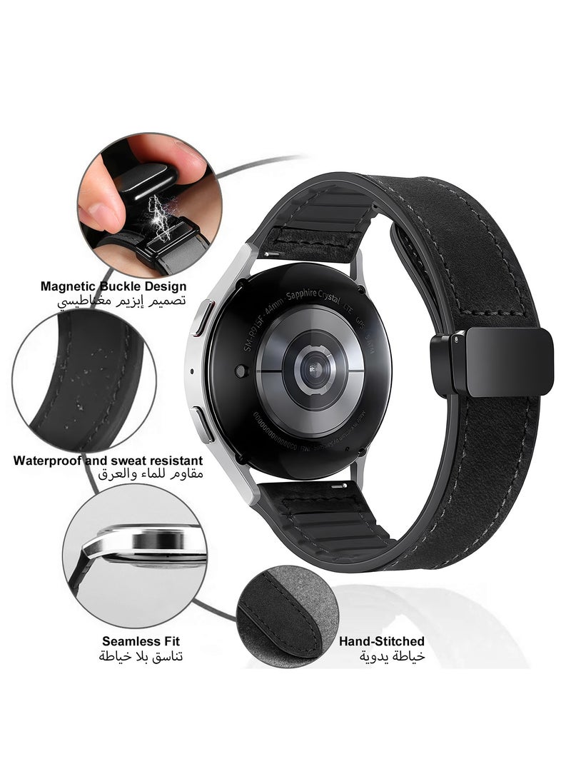 TDZDDYS TDZDDYS 22mm Leather Watch Strap with Magnetic Buckle Design, Compatible with Huawei GT3/4 46mm, GT3 Pro, Huawei Watch 3, GT2e, GT2 Pro, GT2 42/46mm, Samsung Galaxy Watch 3 45mm/Gear S3(Black)  - Image 5