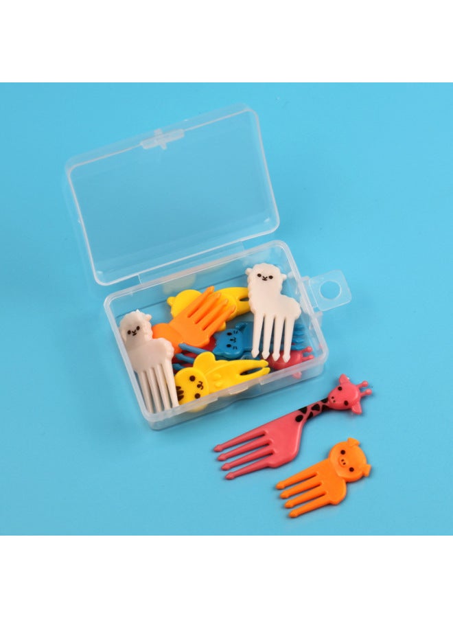 Japanese Cartoon Fruit Fork Cute Animal Fruit Fork Children Baby Special Fruit Sign Wholesale-Color:10pc Fruit Fork/alpaca Boxed  - Image 1