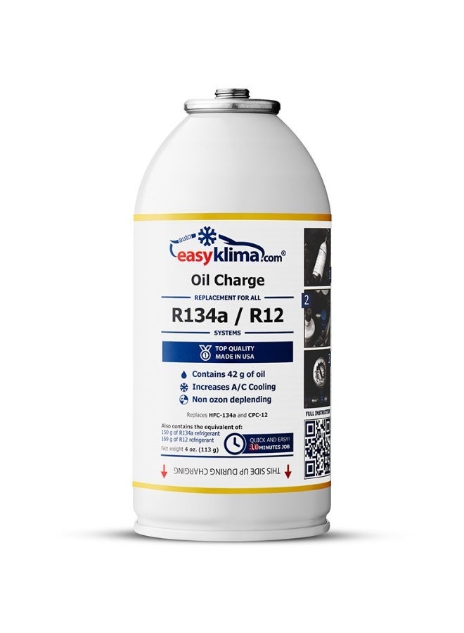 EasyKlima R134a Car AC Compressor Oil Charge, 42g Lubricating Oil in 113g Net Can, Automotive Air Conditioning Lubricant, Charging Hose Required - Image 1