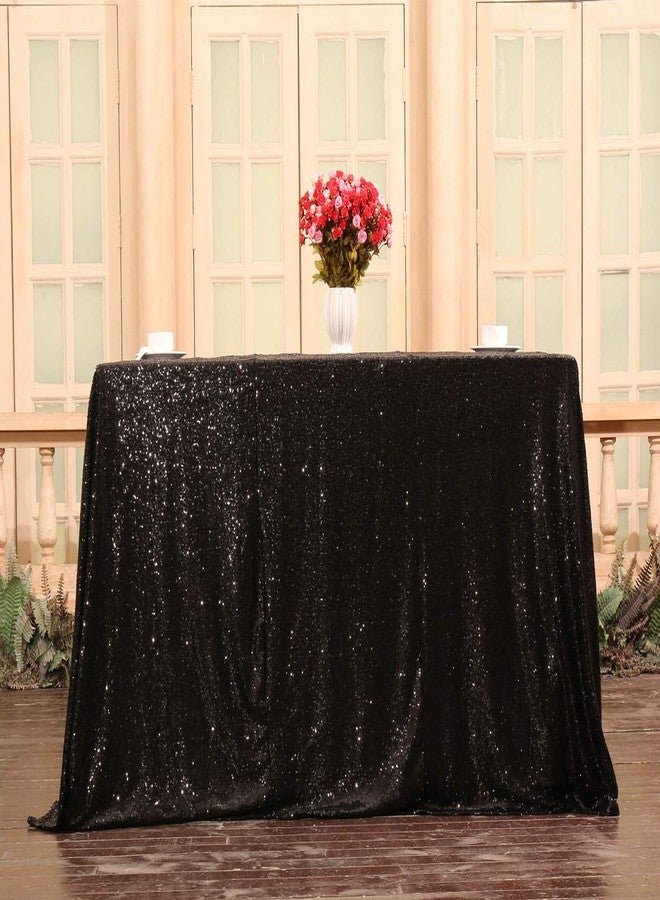 SquarePie Sequin Tablecloth 60 x 102 Inch Black Sparkly Table Cloth for Halloween Wedding Party - Image 5