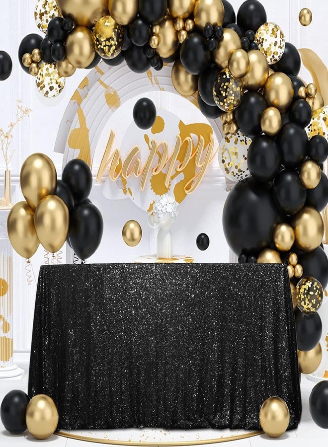 SquarePie Sequin Tablecloth 60 x 102 Inch Black Sparkly Table Cloth for Halloween Wedding Party - Image 3