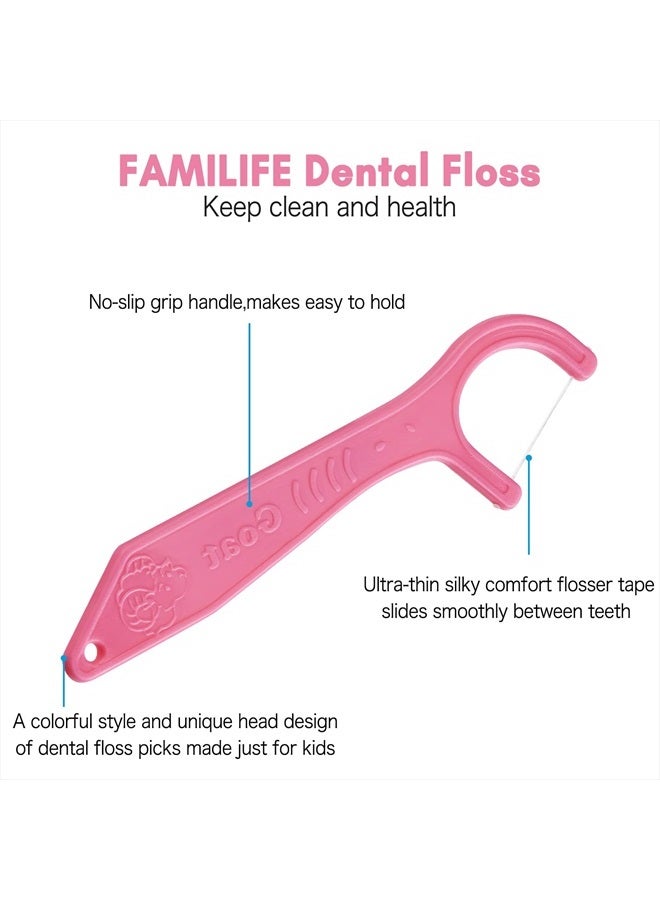 FAMILIFE Dental Floss Picks, FAMILIFE Kids flossers Toddler Threaders Children Unwaxed Unflavored Fluoride Free Dental Floss Child Kid Flossing Sticks with Travel Cases 200 Picks - Image 3