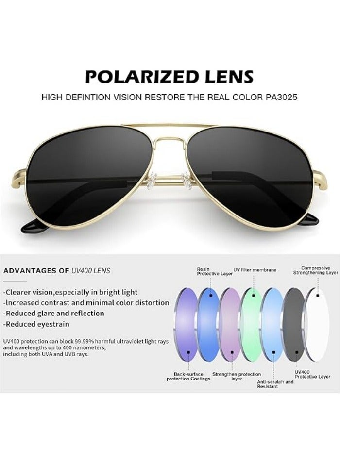 Aviator Sunglasses for Men Women Classic Polarized UV400 Protection - Image 3