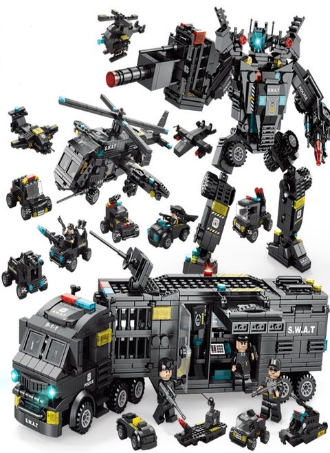 51 in 1 Transformable Robots,Police Series Building Blocks,Kid Puzzle Toy