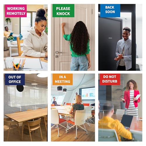 EliteSign Office Door Signs 6 Options Do Not Disturb, Please Knock, In A Meeting, Out Of Office, Working Remotely Back Soon Privacy Door Slider Sign For Meeting & Conference Room Brushed Silver - Image 5