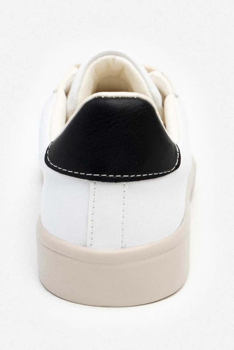 نيشانتاشي شوز Charlie White Matte Back Black Flat Sole Women's Lace-Up Sports Shoes