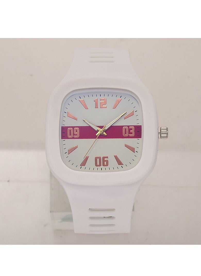 Generic Simple, fashionable and creative small square student watch, waterproof, light and comfortable to wear (white)  - Image 2