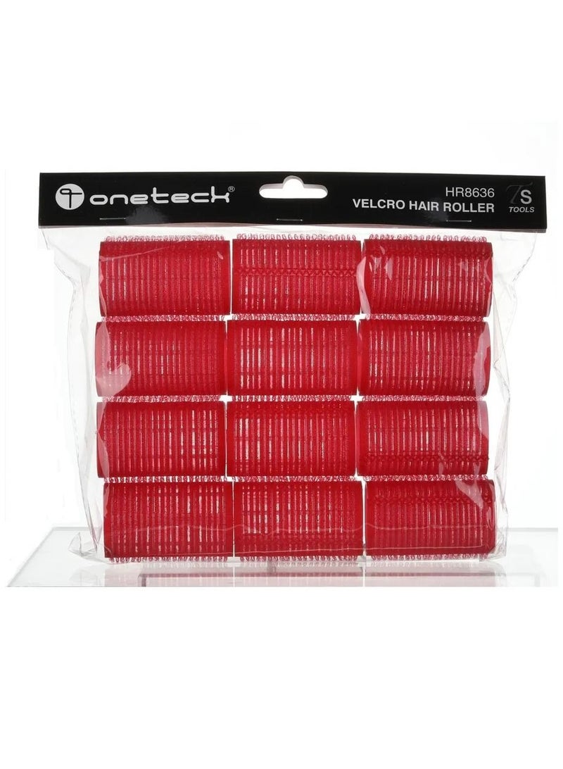Onetech Velcro Hair Rollers 62x36mm Red  12Pcs