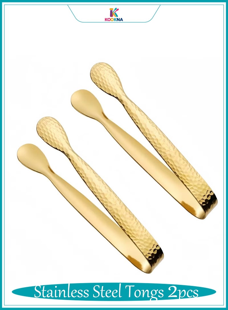 KOOKNA Stainless Steel Sugar Tongs, Small Serving Tongs for Ice Bucket, Kitchen, Coffee Bar, Picnics and Tea Party, Elegant Appetizer and Dessert Tongs, Ideal for Dates and Sweets - 2pcs - Image 1