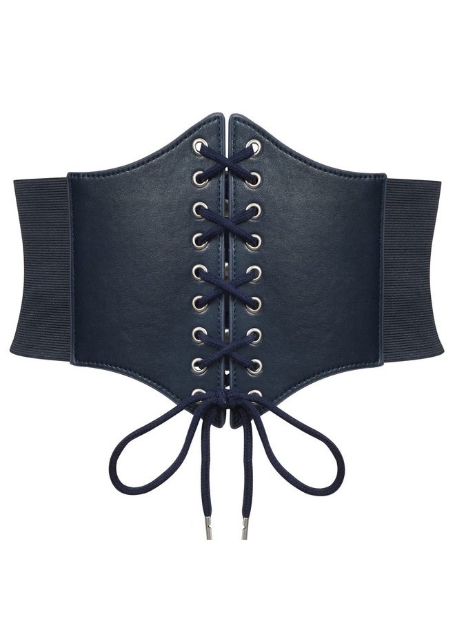 Sansths - Corset Belt For Women Pirate Waist Belt For Dresses Wide Elastic Lace-Up Cinch Belt With Studded - Image 1