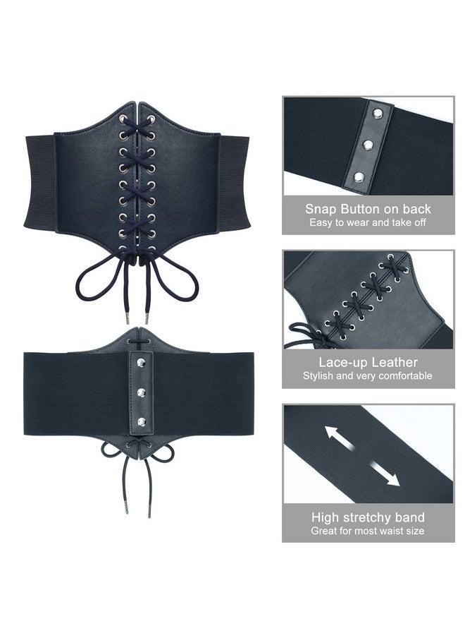 Sansths - Corset Belt For Women Pirate Waist Belt For Dresses Wide Elastic Lace-Up Cinch Belt With Studded - Image 1