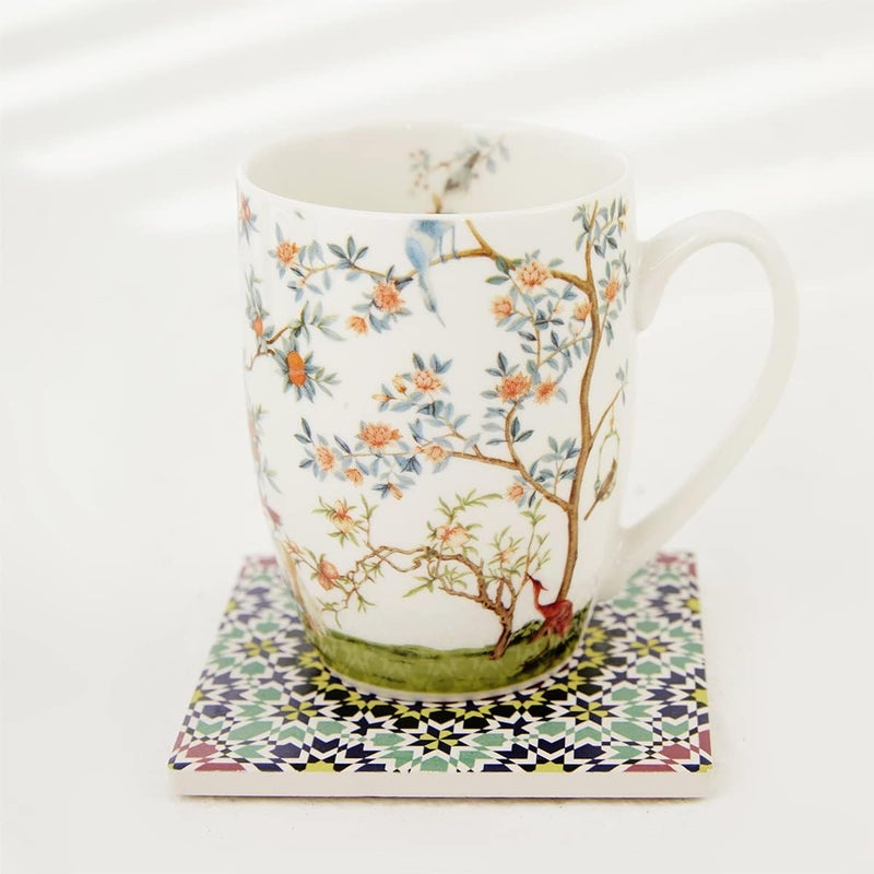 ALYC Fine China Mugs Bird and Branch Chinoiserie Coffee Mugs Flower Tea Cup Crafted in Elegance Shape Perfect for Dishwasher Microwave Safe Elegant Mug 12 OZ pack of 2 - Image 4