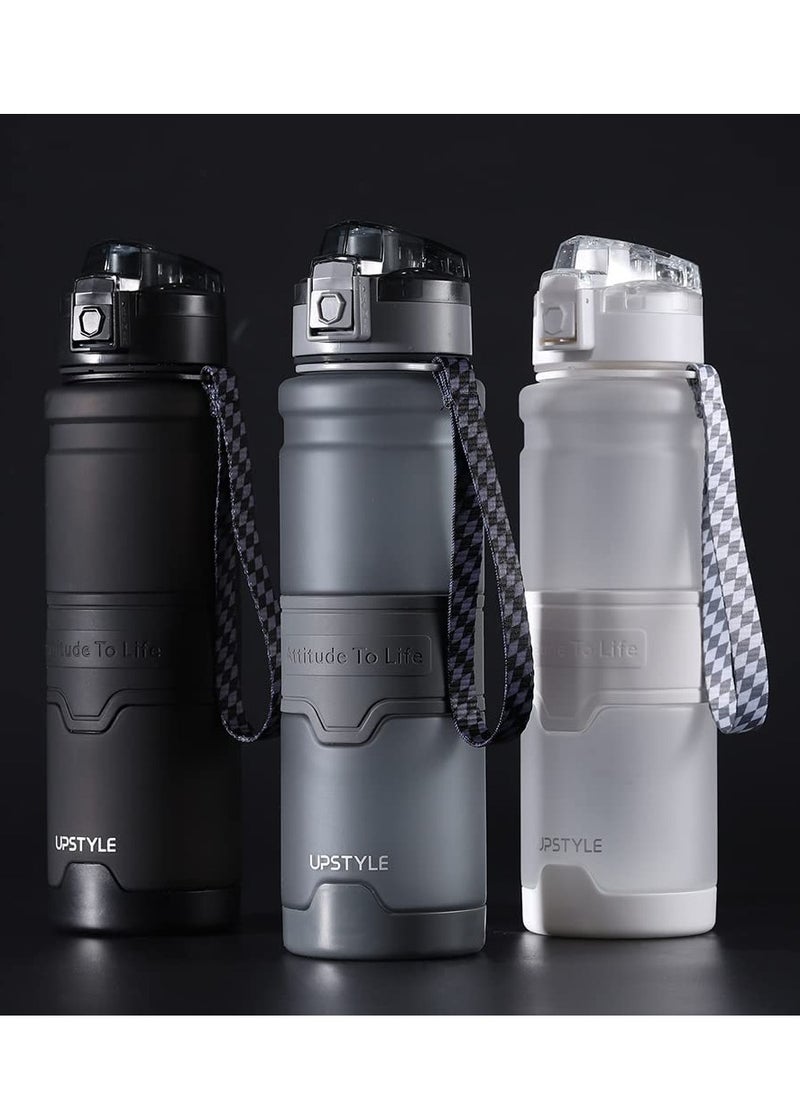TYCOM Water Bottle 1L Leak Proof Drink Bottle BPA Free USA Tritan Material Gym Bottle with Protein Shaker Flip Top Lid and Removable Strainer for Fitness Cycling Gym Camping Outdoor Sports Grey.  - Image 2