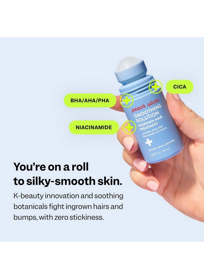 Peach Slices Smoothing Solution Ingrown Hair Treatment (1.69 oz) - Smooth, Relieve, Soften Skin - 360 Roller - BHA, AHA, PHA, Niacinamide, Licorice - Vegan & Cruelty Free - Korean Skin Care & Beauty - Image 3